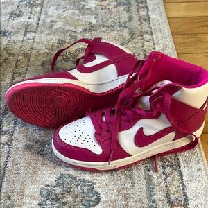 Nike Pink and White High-Top Athletic Shoes